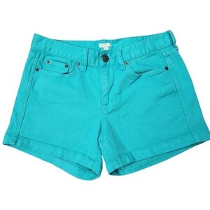J. CREW EUC teal stretch shorts zip-up button closure, front & back pock…